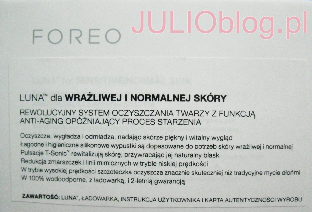 julioblog.pl-luna-foreo-dla-wrażliwej-i-normalnej-skóry-etykietka-z-opakowania-informacje-od-producenta