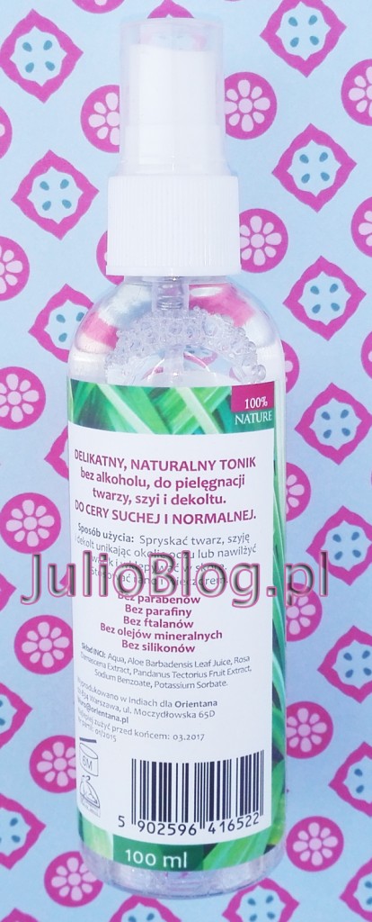 julioblog.pl-blog-julii-orientana-tonik-do-twarzy-róża-japońska-pandan-100ml-bez-alkoholu-atomizer-sposób-użycia-składniki-skład-INCI-opis-info