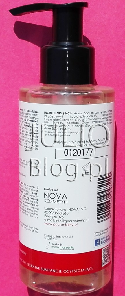 julioblog.pl-blog-julii-recenzje-kosmetyczne-naturalne-kosmetyki-polskie-eko-Micelarny-Żel-Do-Mycia-Twarzy-i-Demakijażu-GoCranberry-NOVA-Kosmetyki-składniki-skład-inci