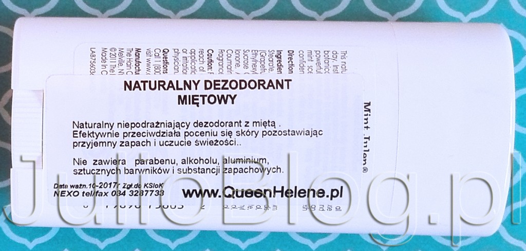 JulioBlog.pl-blog-Julii-naturalne-dezodoratny-queen-helene-naturalny-dezodorant-miętowy-Mint-Julep-Deodorant-Queen-Helene-antyperspirant-naturalna-pielęgnacja-opinia-recenzja-blog